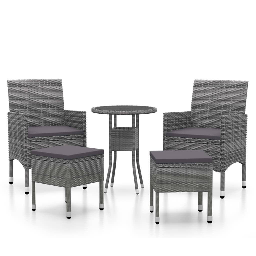 vidaXL Set mobilier de grădină, 5 piese, gri, poliratan vidaXL Set mobilier de grădină, 5 piese, gri, poliratan