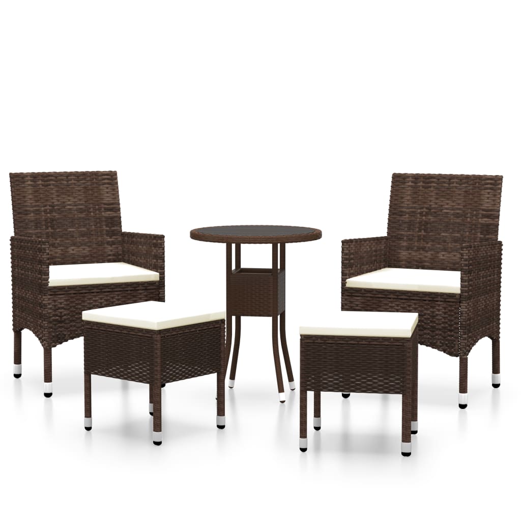 vidaXL Set mobilier de grădină, 5 piese, maro, poliratan vidaXL Set mobilier de grădină, 5 piese, maro, poliratan