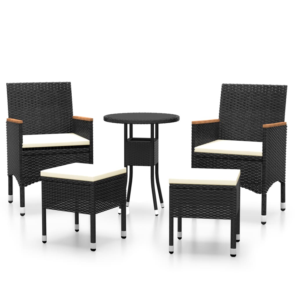 vidaXL Set mobilier de grădină, 5 piese, negru, poliratan vidaXL Set mobilier de grădină, 5 piese, negru, poliratan