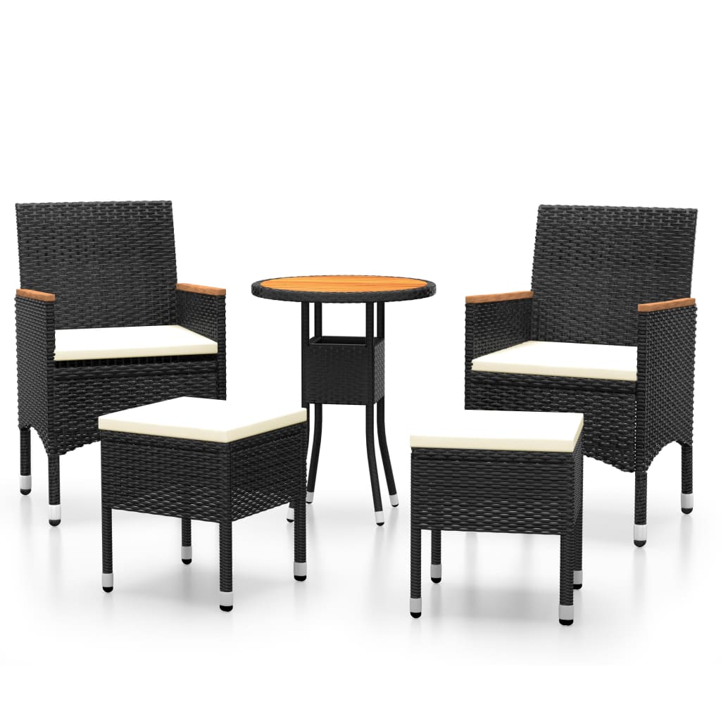 vidaXL Set mobilier de grădină, 5 piese, negru, poliratan vidaXL Set mobilier de grădină, 5 piese, negru, poliratan