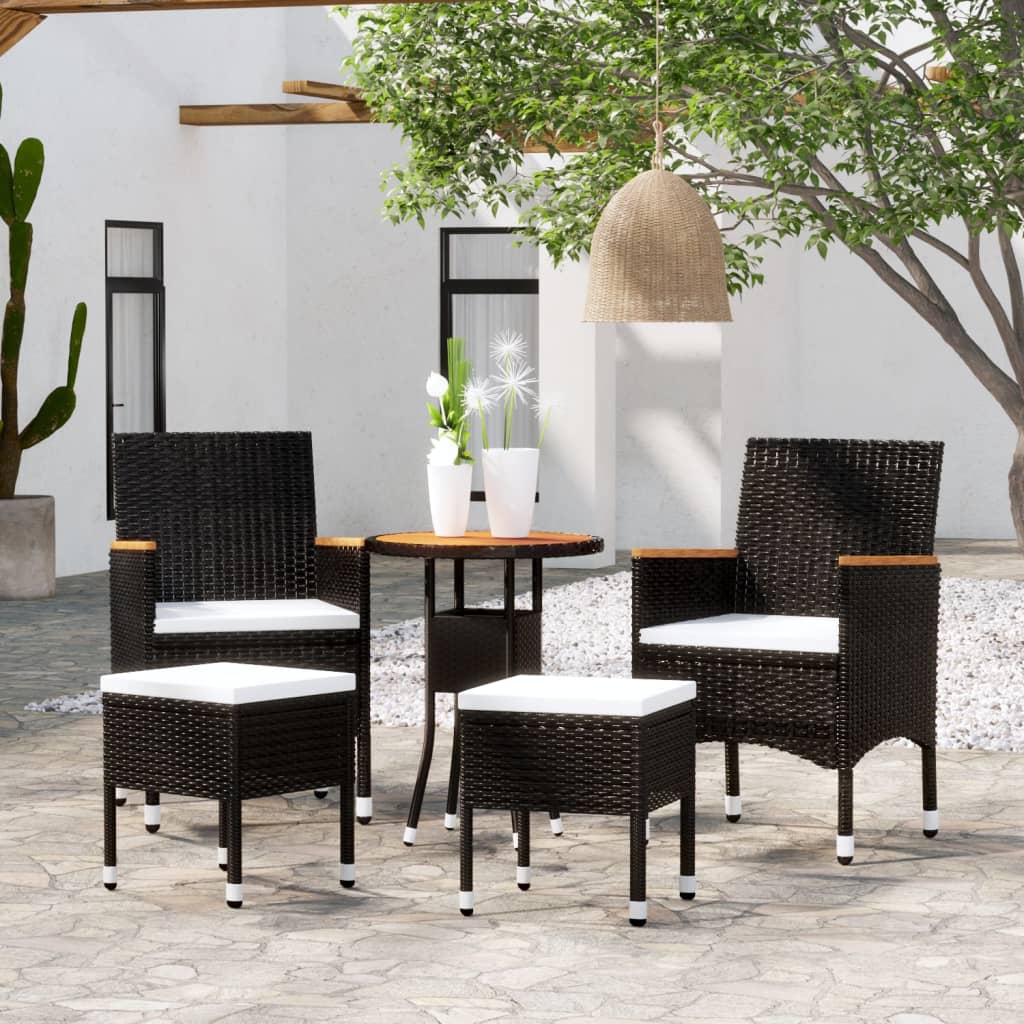 vidaXL Set mobilier de grădină, 5 piese, negru, poliratan vidaXL Set mobilier de grădină, 5 piese, negru, poliratan