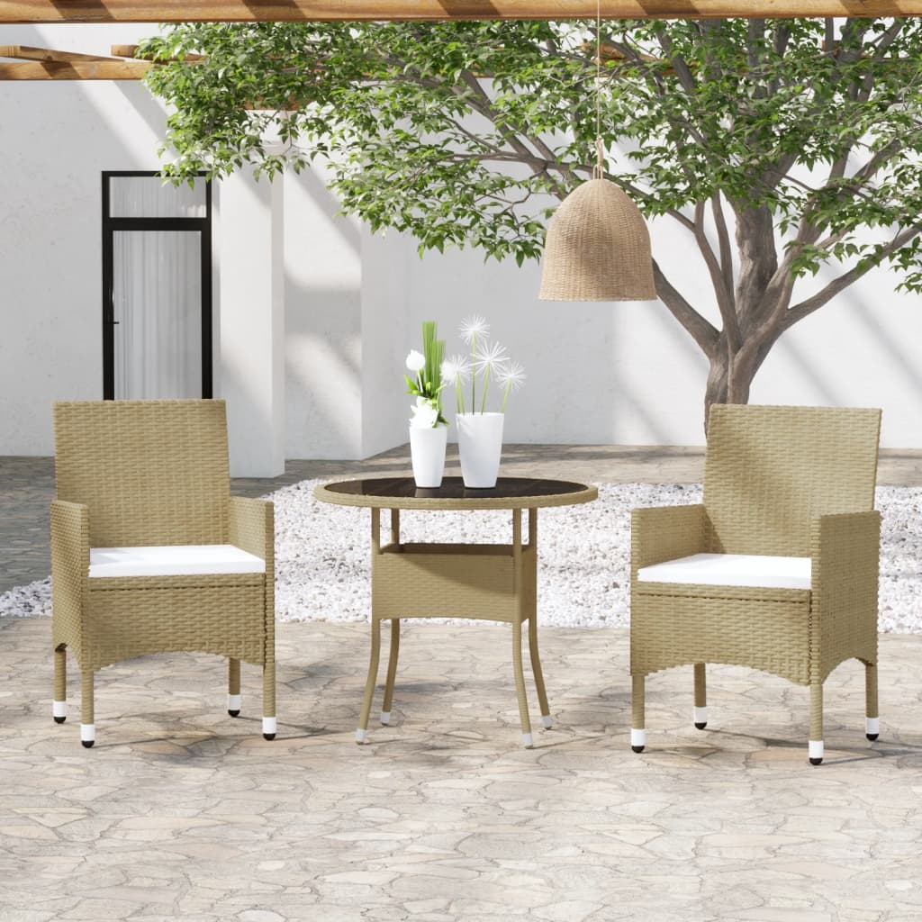 vidaXL Set mobilier de grădină, 3 piese, bej, poliratan vidaXL Set mobilier de grădină, 3 piese, bej, poliratan