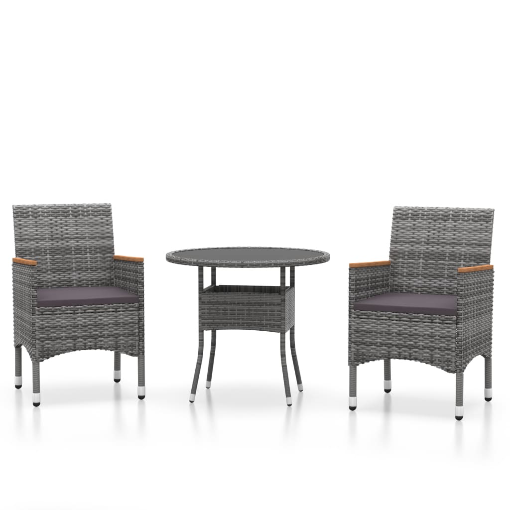 vidaXL Set mobilier de grădină, 3 piese, gri, poliratan vidaXL Set mobilier de grădină, 3 piese, gri, poliratan
