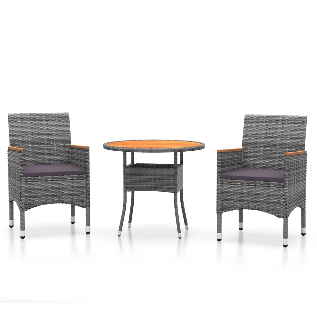 vidaXL Set mobilier de grădină, 3 piese, gri, poliratan vidaXL Set mobilier de grădină, 3 piese, gri, poliratan