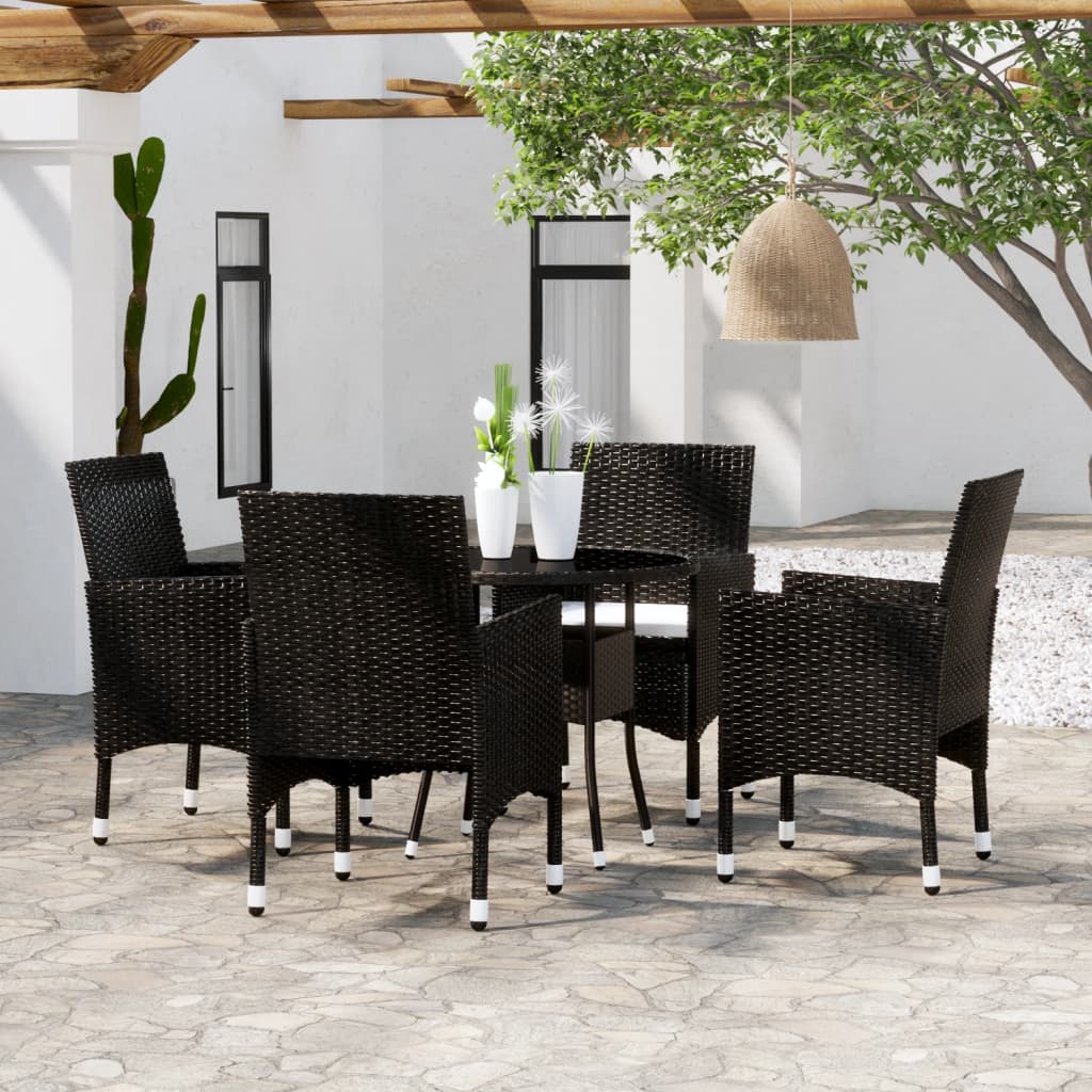 vidaXL Set mobilier de grădină, 5 piese, negru, poliratan vidaXL Set mobilier de grădină, 5 piese, negru, poliratan