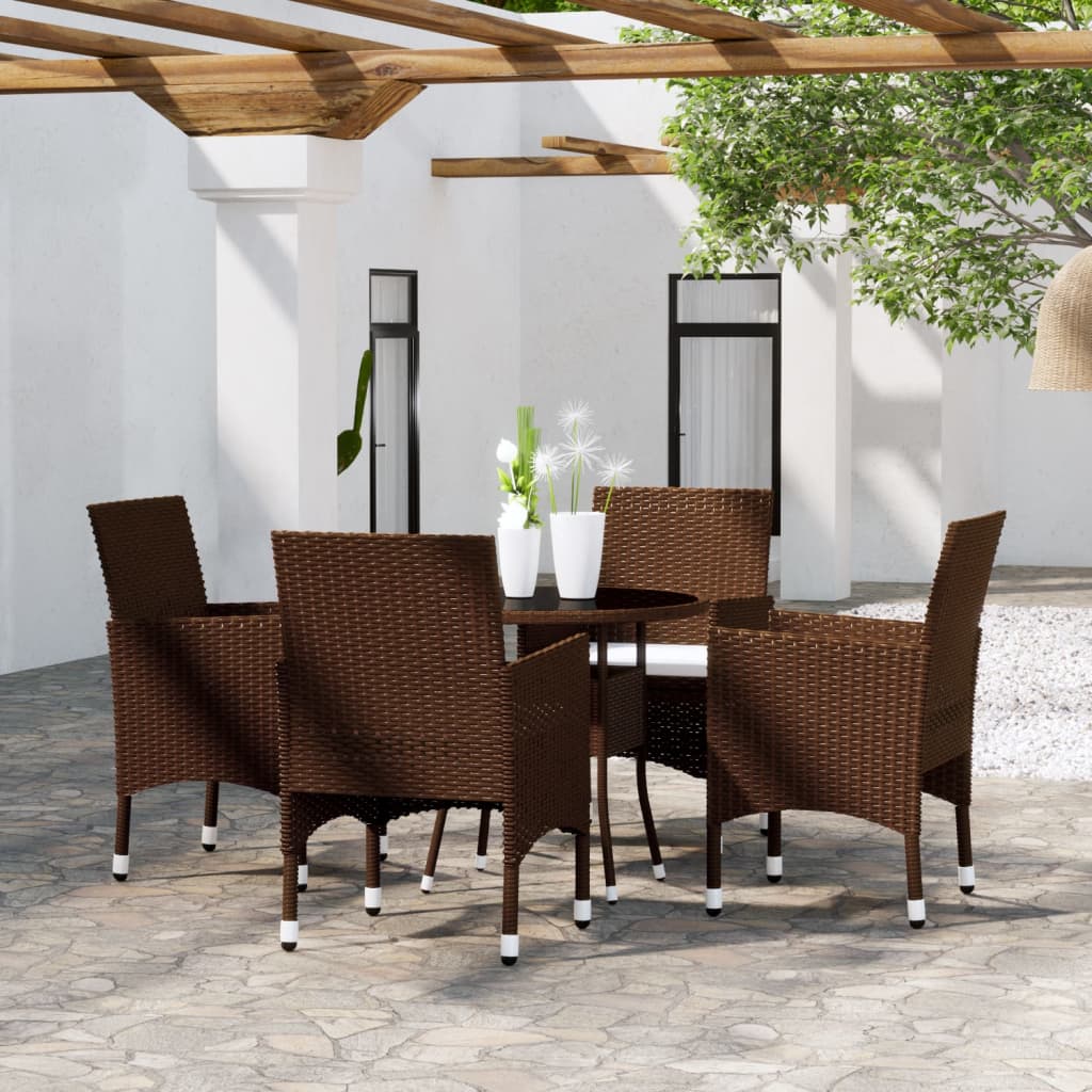 vidaXL Set mobilier de grădină, 5 piese, maro, poliratan vidaXL Set mobilier de grădină, 5 piese, maro, poliratan