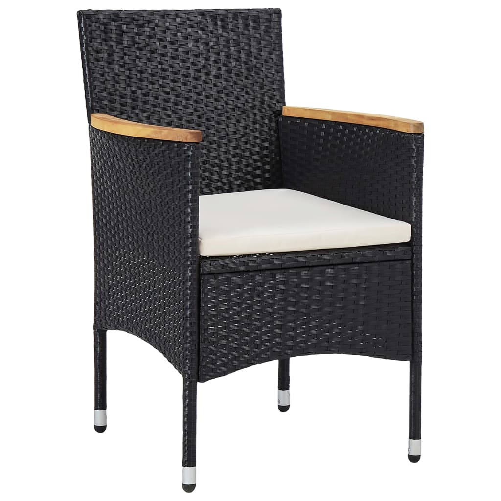 vidaXL Set mobilier de grădină, 5 piese, negru, poliratan