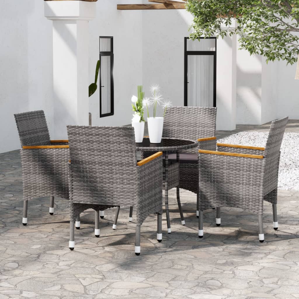 vidaXL Set mobilier de grădină, 5 piese, gri, poliratan vidaXL Set mobilier de grădină, 5 piese, gri, poliratan