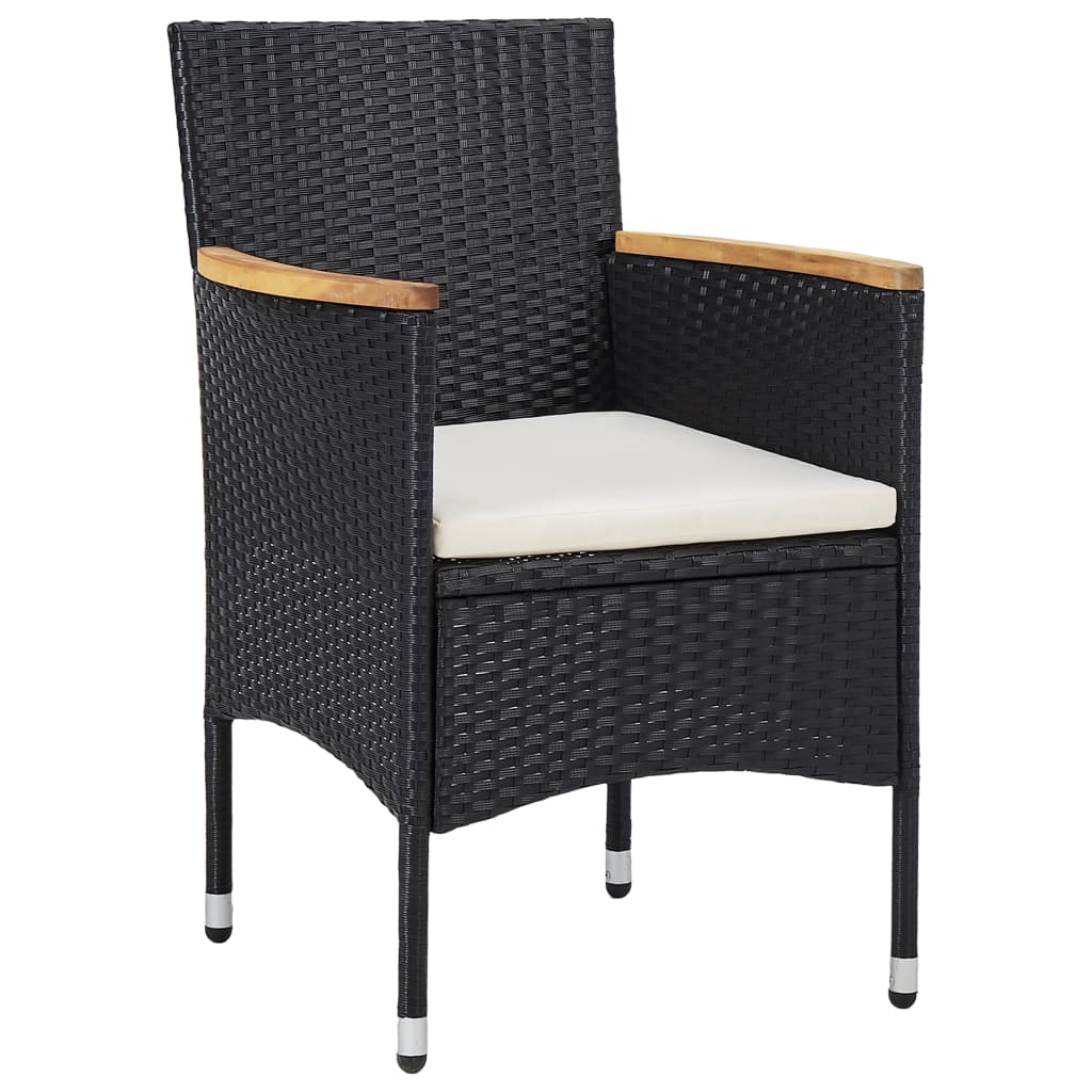 vidaXL Set mobilier de grădină, 5 piese, negru, poliratan