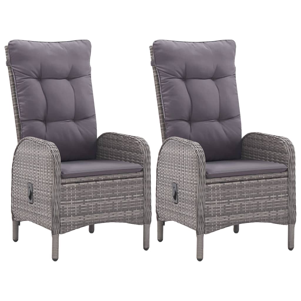 vidaXL Set mobilier grădină, 3 piese, gri, poliratan și lemn acacia vidaXL Set mobilier grădină, 3 piese, gri, poliratan și lemn acacia