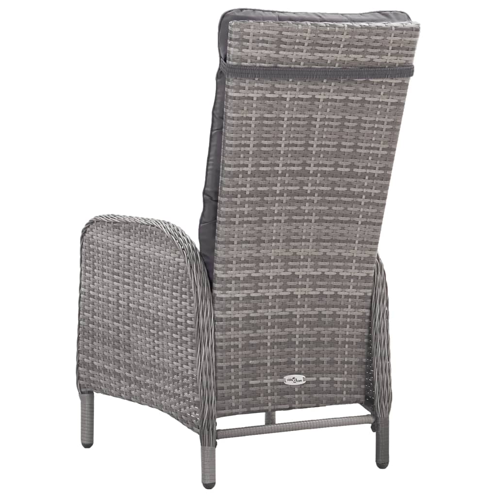 vidaXL Set mobilier grădină, 3 piese, gri, poliratan și lemn acacia vidaXL Set mobilier grădină, 3 piese, gri, poliratan și lemn acacia