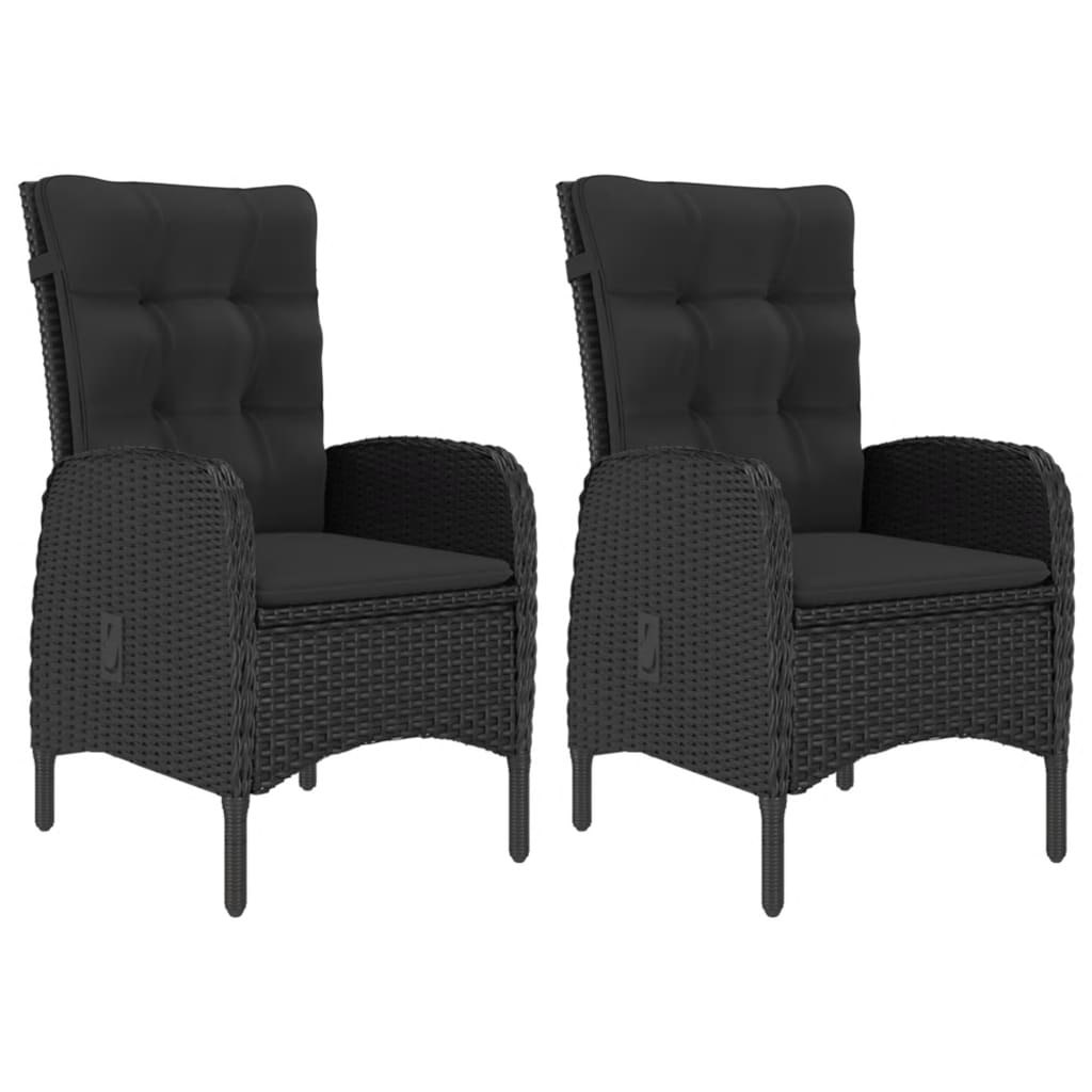 vidaXL Set mobilier grădină, 3 piese, negru, poliratan și lemn acacia vidaXL Set mobilier grădină, 3 piese, negru, poliratan și lemn acacia