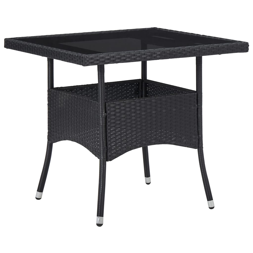 vidaXL Set mobilier grădină, 5 piese, negru, poliratan și sticlă vidaXL Set mobilier grădină, 5 piese, negru, poliratan și sticlă