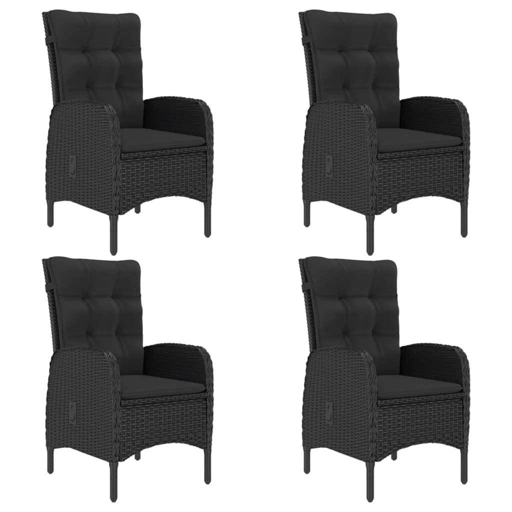 vidaXL Set mobilier grădină, 5 piese, negru, poliratan și sticlă vidaXL Set mobilier grădină, 5 piese, negru, poliratan și sticlă