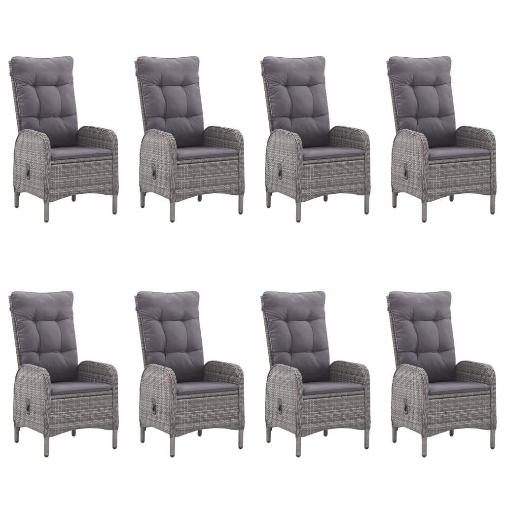 vidaXL Set mobilier grădină, 9 piese, gri, poliratan și sticlă vidaXL Set mobilier grădină, 9 piese, gri, poliratan și sticlă