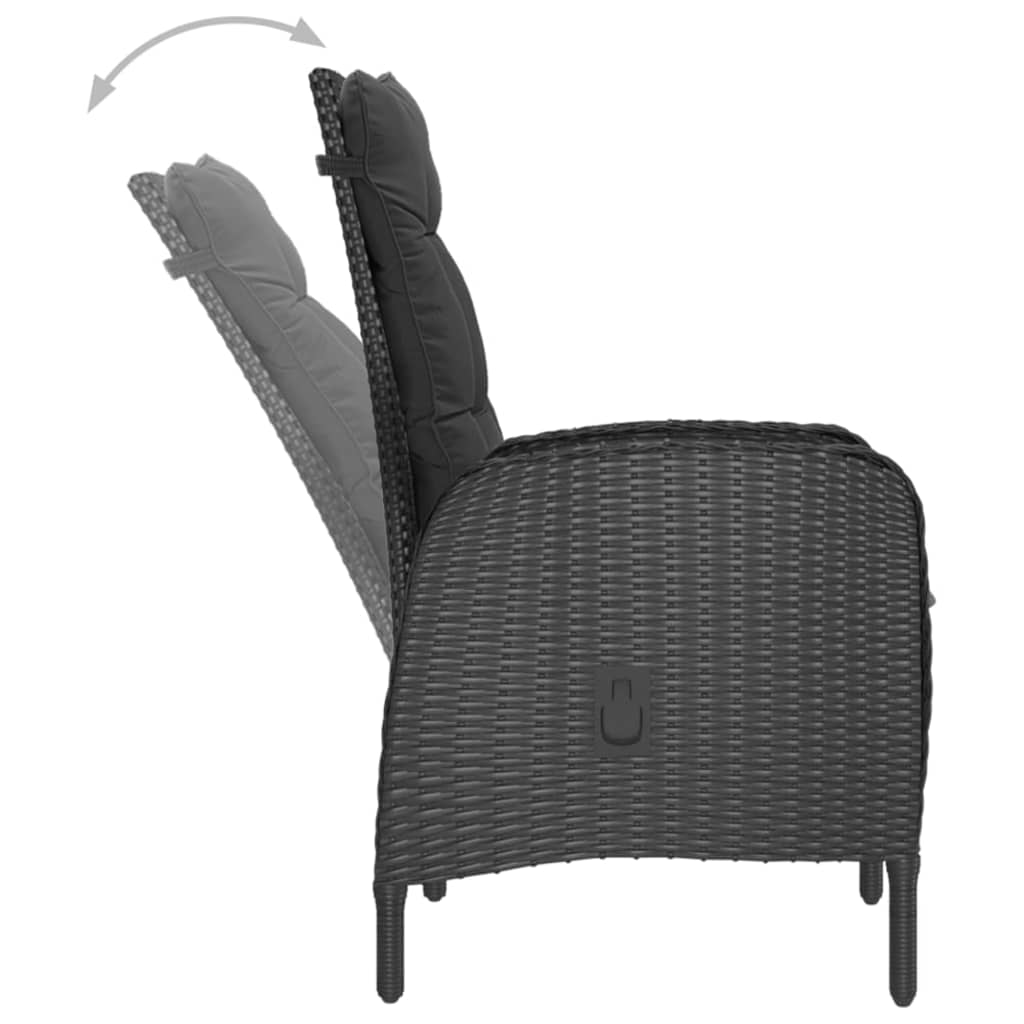 vidaXL Set mobilier grădină, 9 piese, negru, poliratan și lemn acacia vidaXL Set mobilier grădină, 9 piese, negru, poliratan și lemn acacia