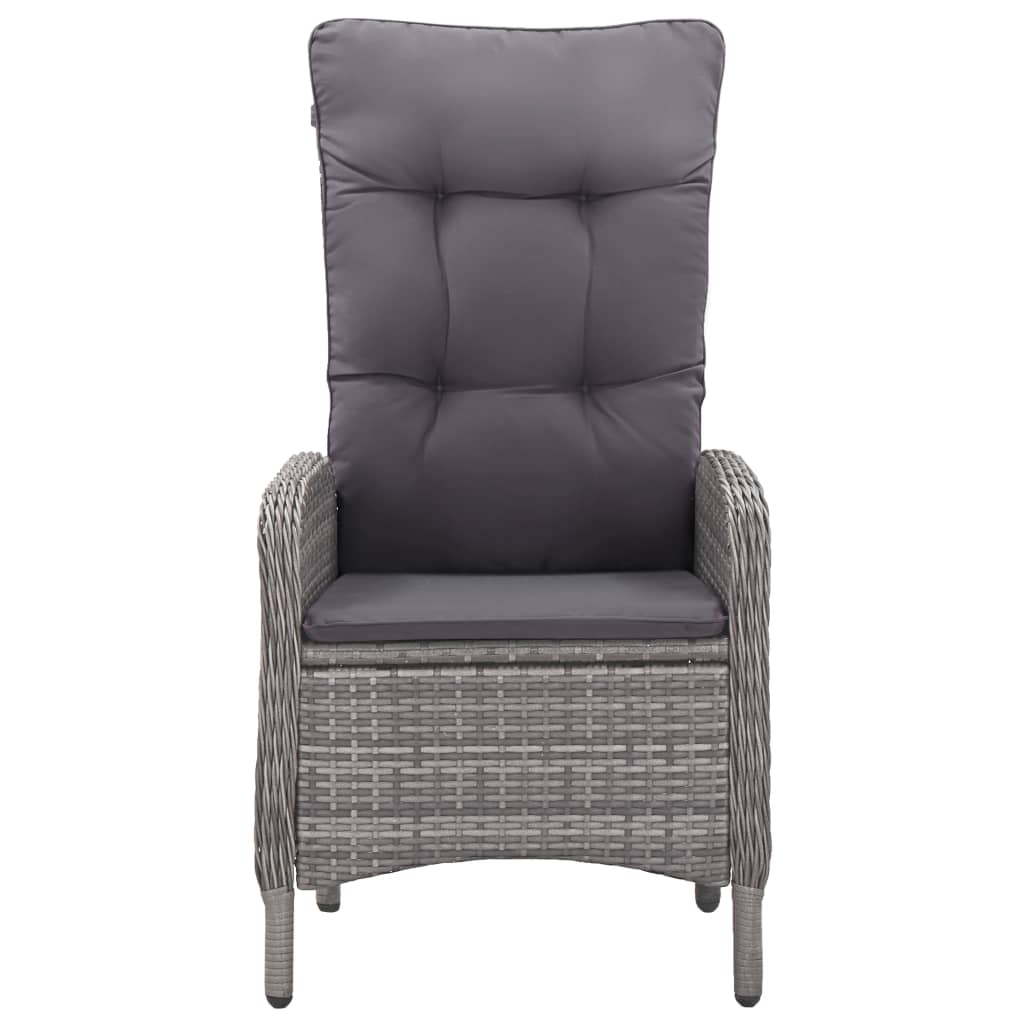 vidaXL Set mobilier grădină, 3 piese, gri, poliratan și sticlă vidaXL Set mobilier grădină, 3 piese, gri, poliratan și sticlă