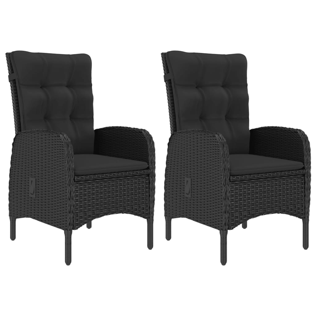 vidaXL Set mobilier grădină, 3 piese, negru, poliratan și lemn acacia vidaXL Set mobilier grădină, 3 piese, negru, poliratan și lemn acacia