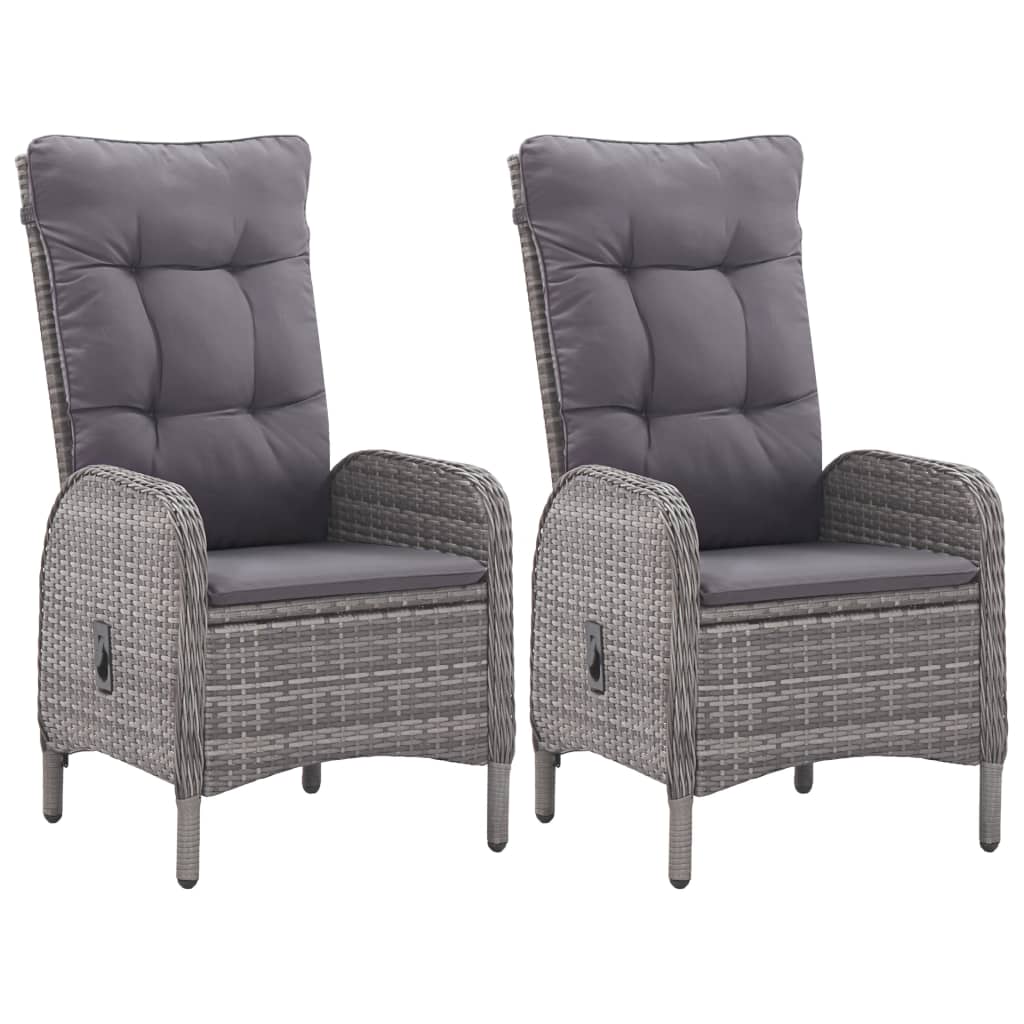 vidaXL Set mobilier grădină, 3 piese, gri, poliratan și sticlă vidaXL Set mobilier grădină, 3 piese, gri, poliratan și sticlă