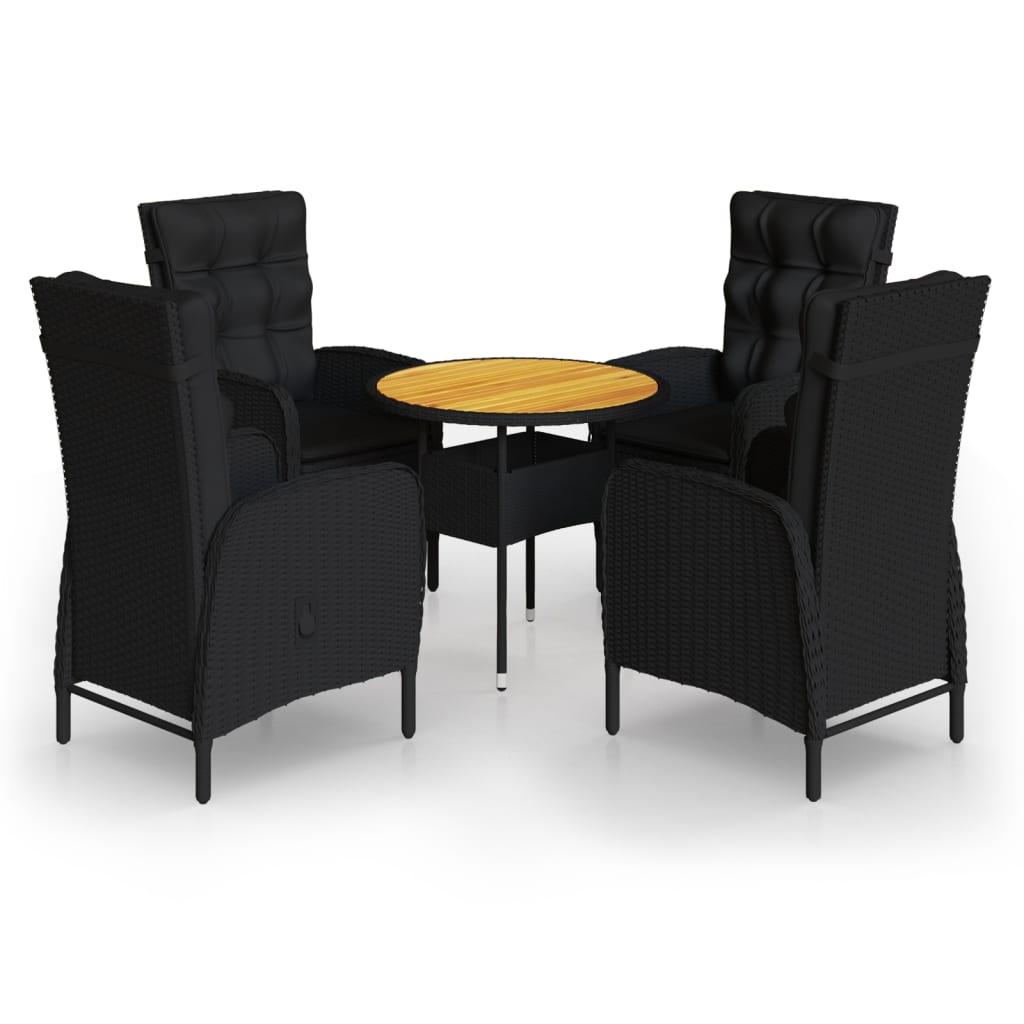 vidaXL Set bistro de grădină, 5 piese, negru, poliratan vidaXL Set bistro de grădină, 5 piese, negru, poliratan