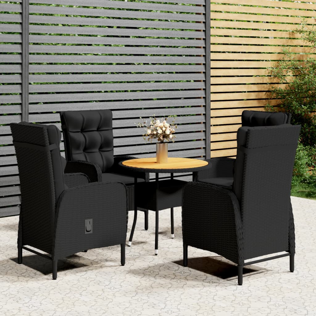 vidaXL Set bistro de grădină, 5 piese, negru, poliratan vidaXL Set bistro de grădină, 5 piese, negru, poliratan
