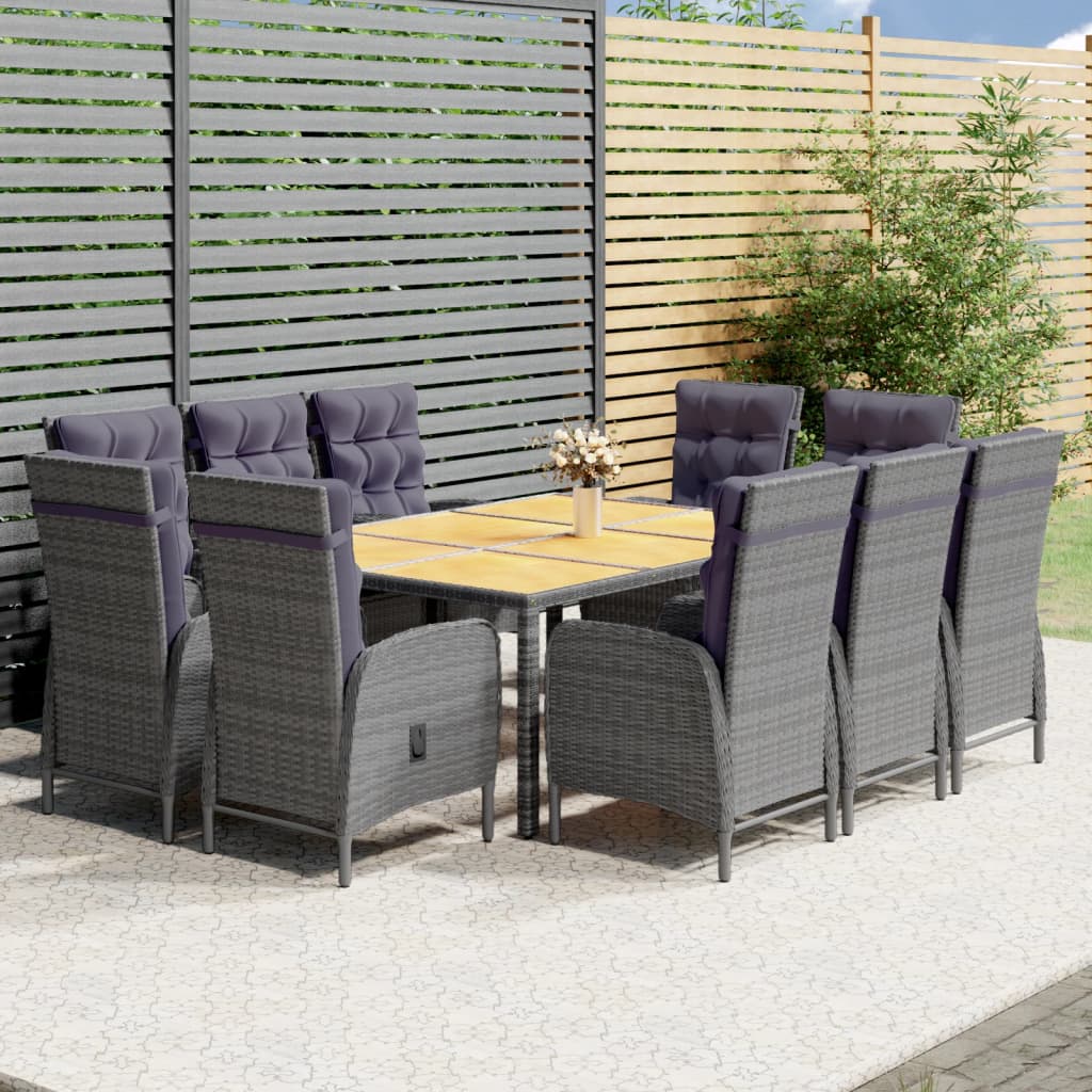 vidaXL Set mobilier de grădină, 11 piese, gri, poliratan vidaXL Set mobilier de grădină, 11 piese, gri, poliratan