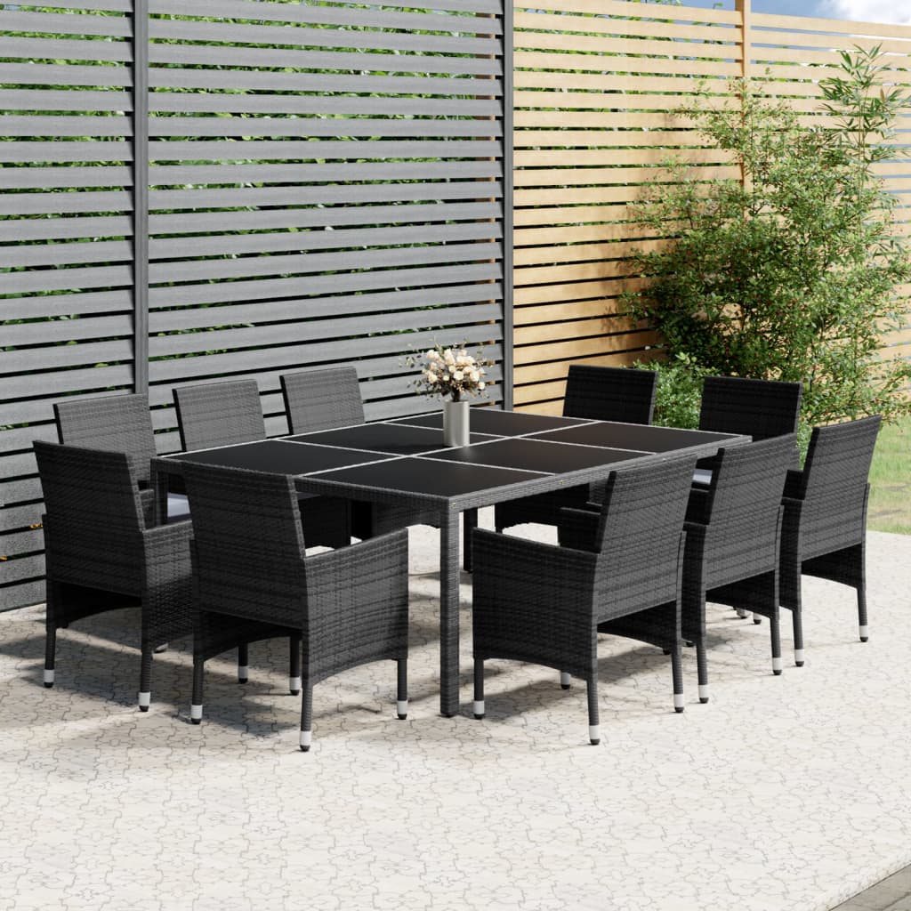 vidaXL Set mobilier de grădină, 11 piese, gri, poliratan vidaXL Set mobilier de grădină, 11 piese, gri, poliratan