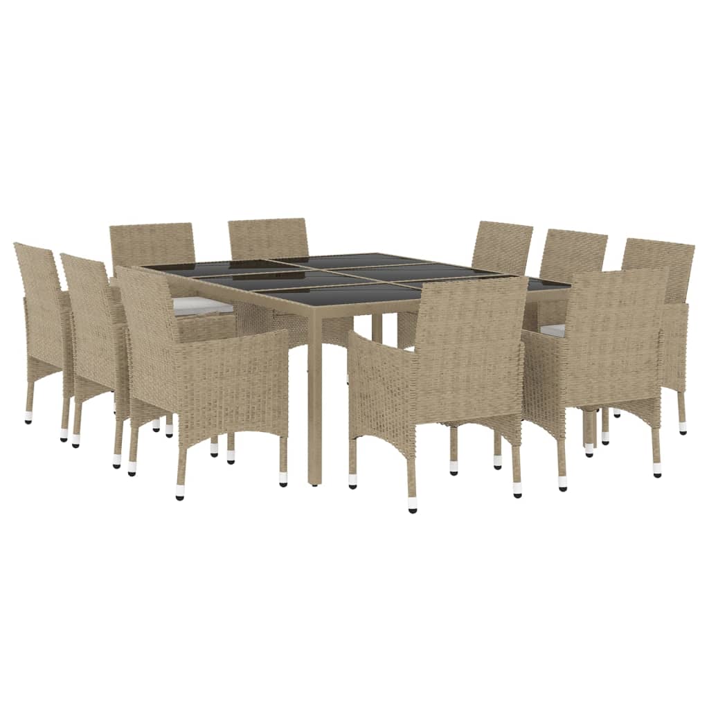 vidaXL Set mobilier de grădină, 11 piese, bej, poliratan vidaXL Set mobilier de grădină, 11 piese, bej, poliratan