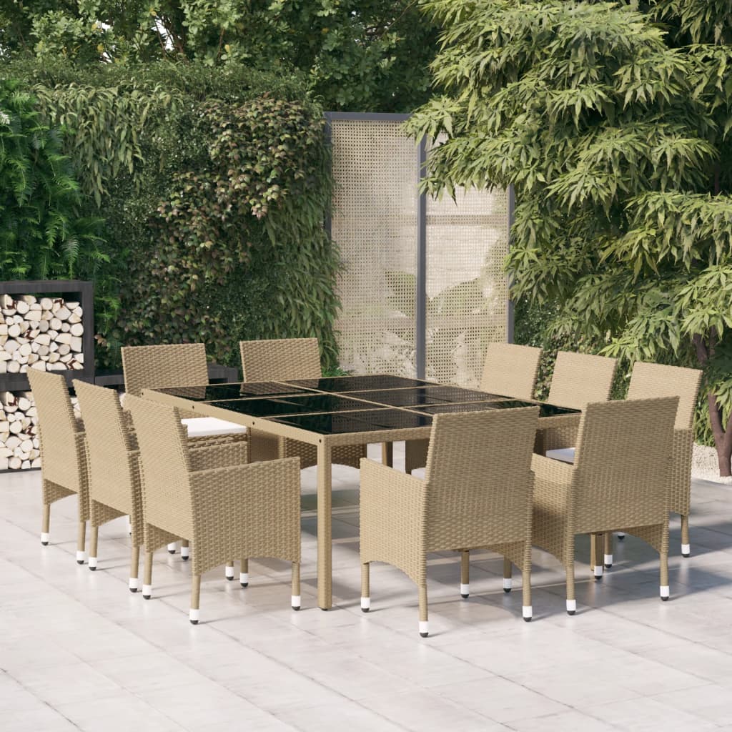 vidaXL Set mobilier de grădină, 11 piese, bej, poliratan vidaXL Set mobilier de grădină, 11 piese, bej, poliratan