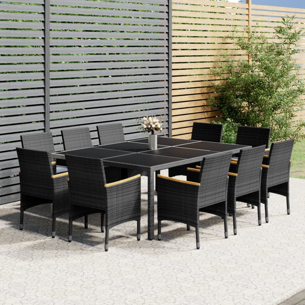 vidaXL Set mobilier de grădină, 11 piese, gri, poliratan vidaXL Set mobilier de grădină, 11 piese, gri, poliratan