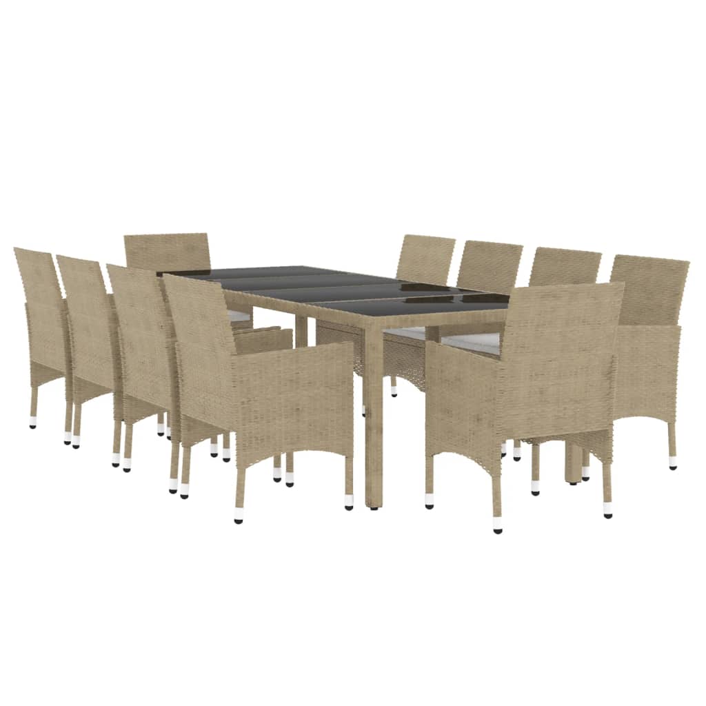 vidaXL Set mobilier de grădină, 11 piese, bej, poliratan vidaXL Set mobilier de grădină, 11 piese, bej, poliratan
