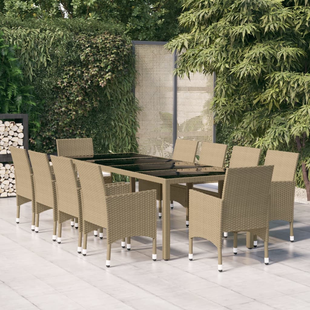 vidaXL Set mobilier de grădină, 11 piese, bej, poliratan vidaXL Set mobilier de grădină, 11 piese, bej, poliratan