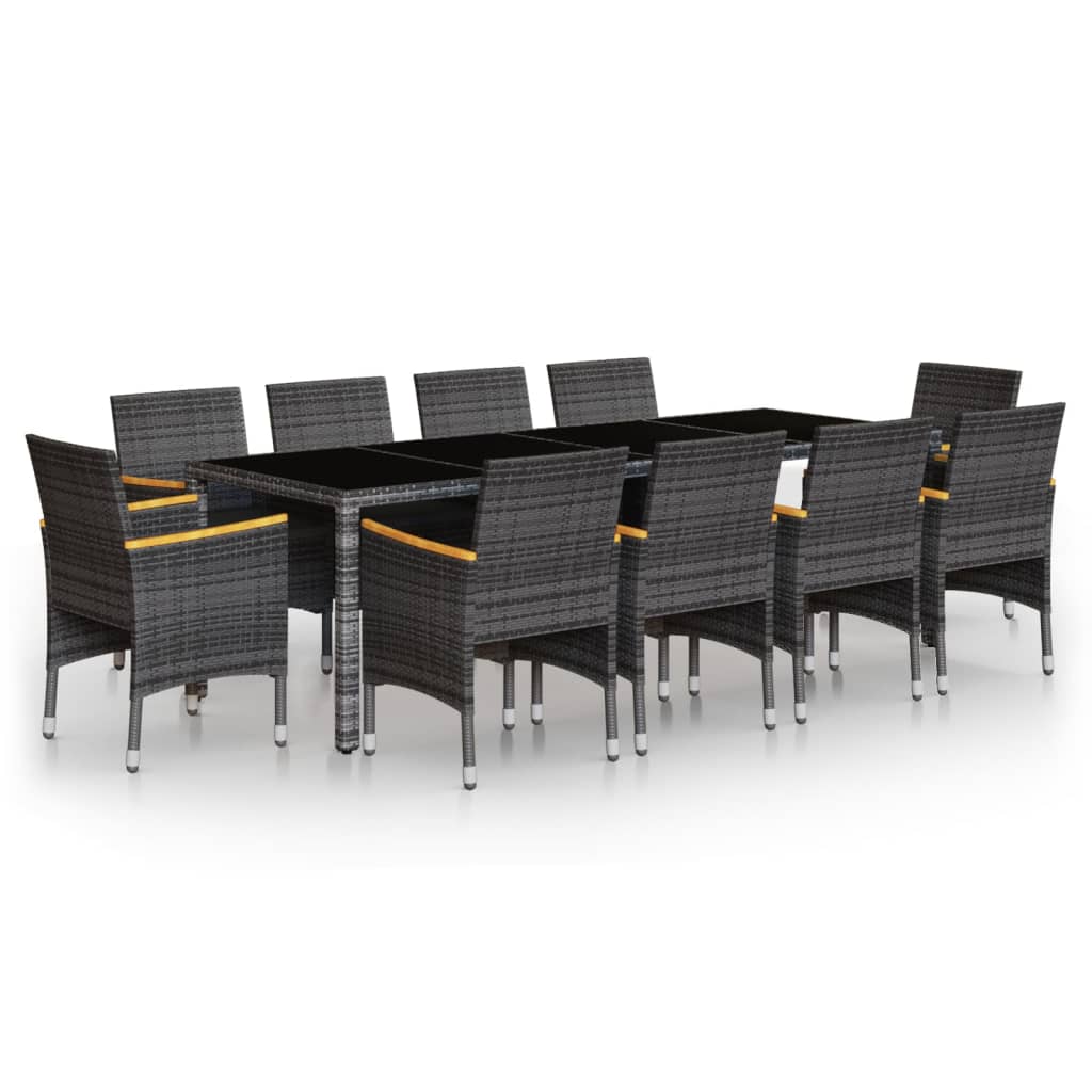 vidaXL Set mobilier de grădină, 11 piese, gri, poliratan vidaXL Set mobilier de grădină, 11 piese, gri, poliratan
