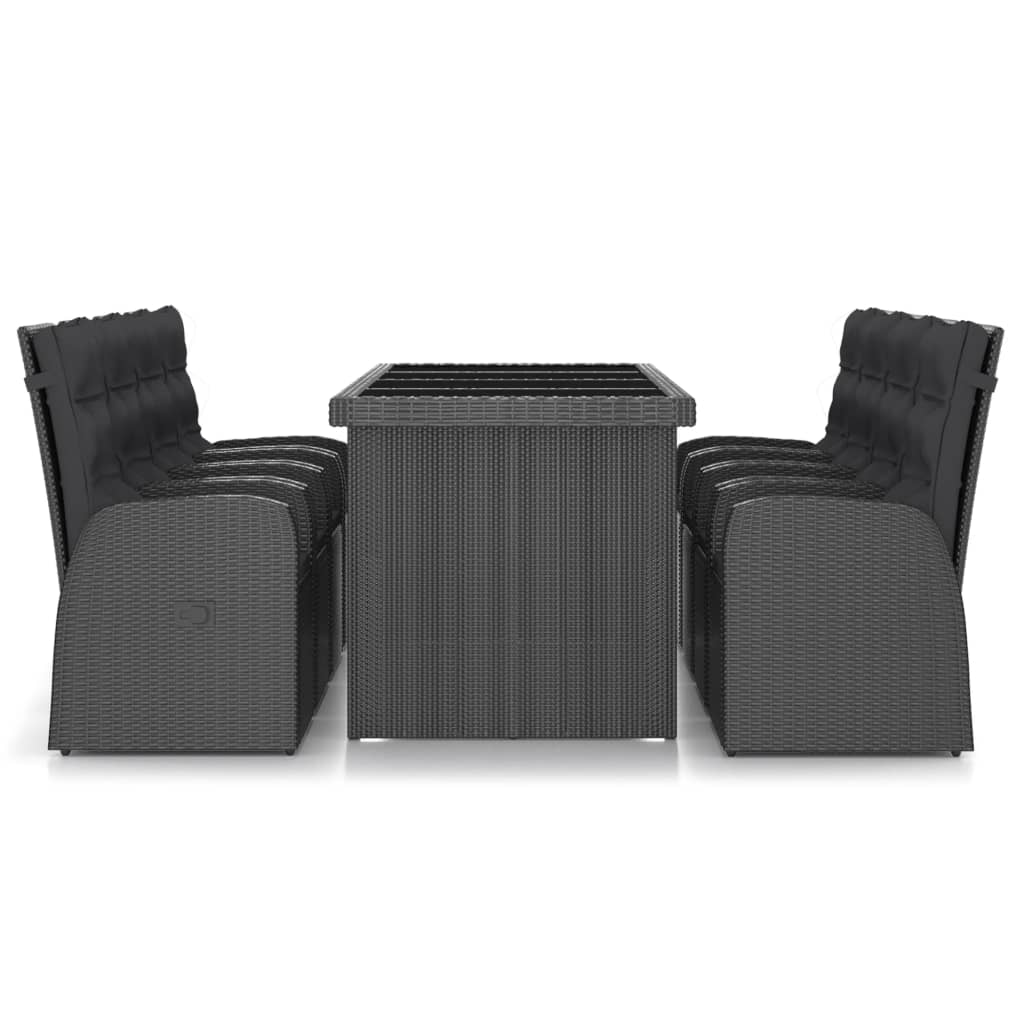 vidaXL Set mobilier de grădină cu perne, 9 piese, negru, poliratan