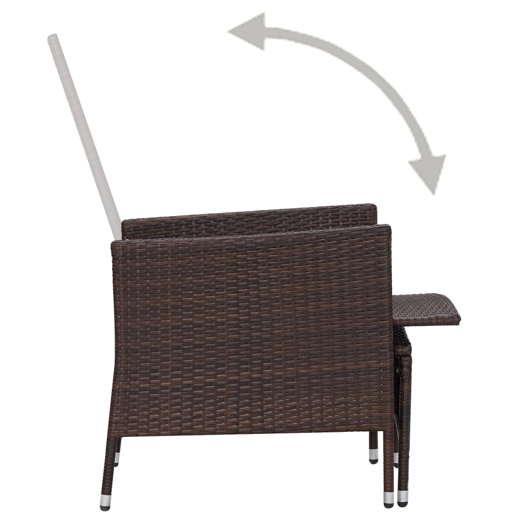 vidaXL Set mobilier relaxare grădină cu perne 3 piese maro poliratan