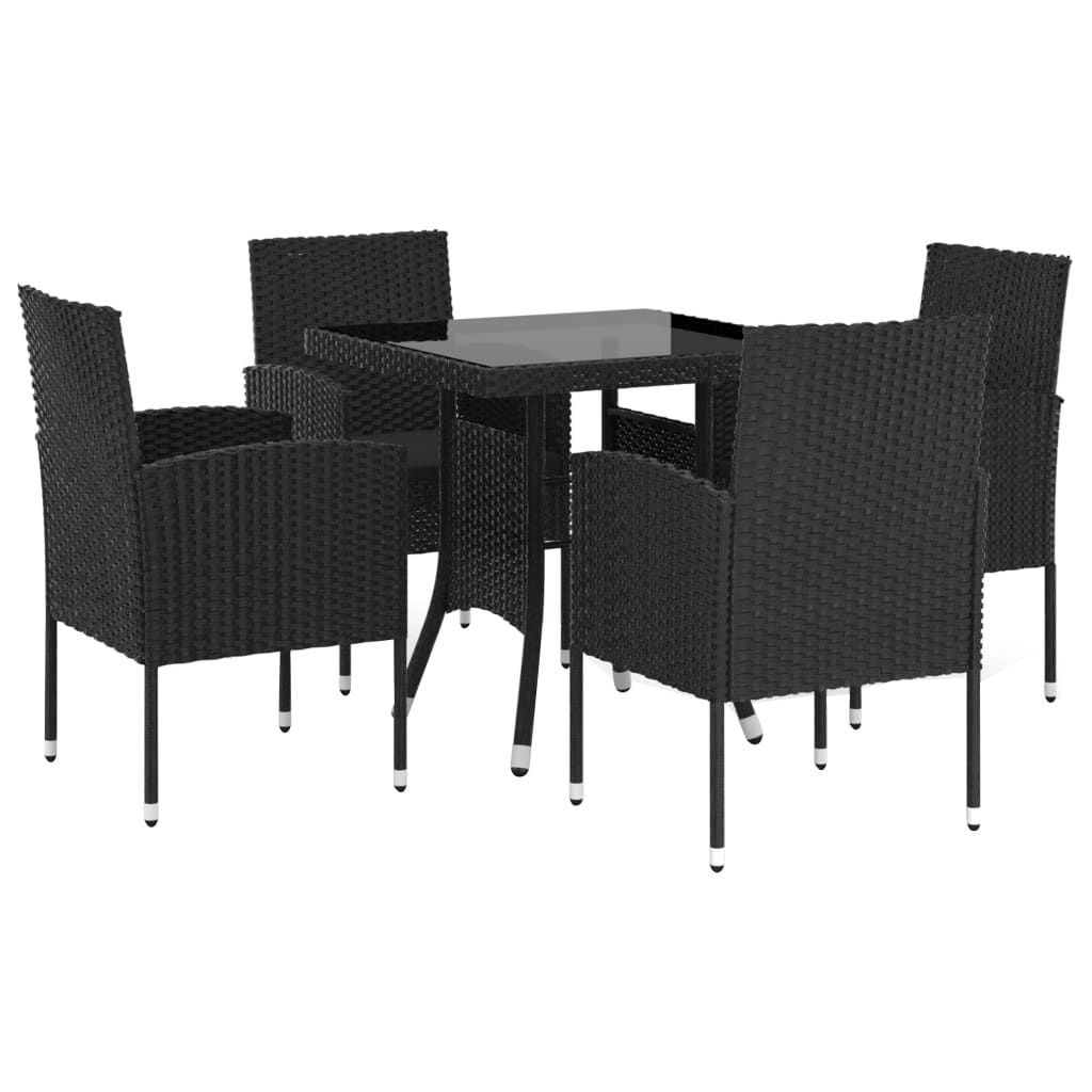 vidaXL Set mobilier de grădină, 5 piese, negru, poliratan vidaXL Set mobilier de grădină, 5 piese, negru, poliratan