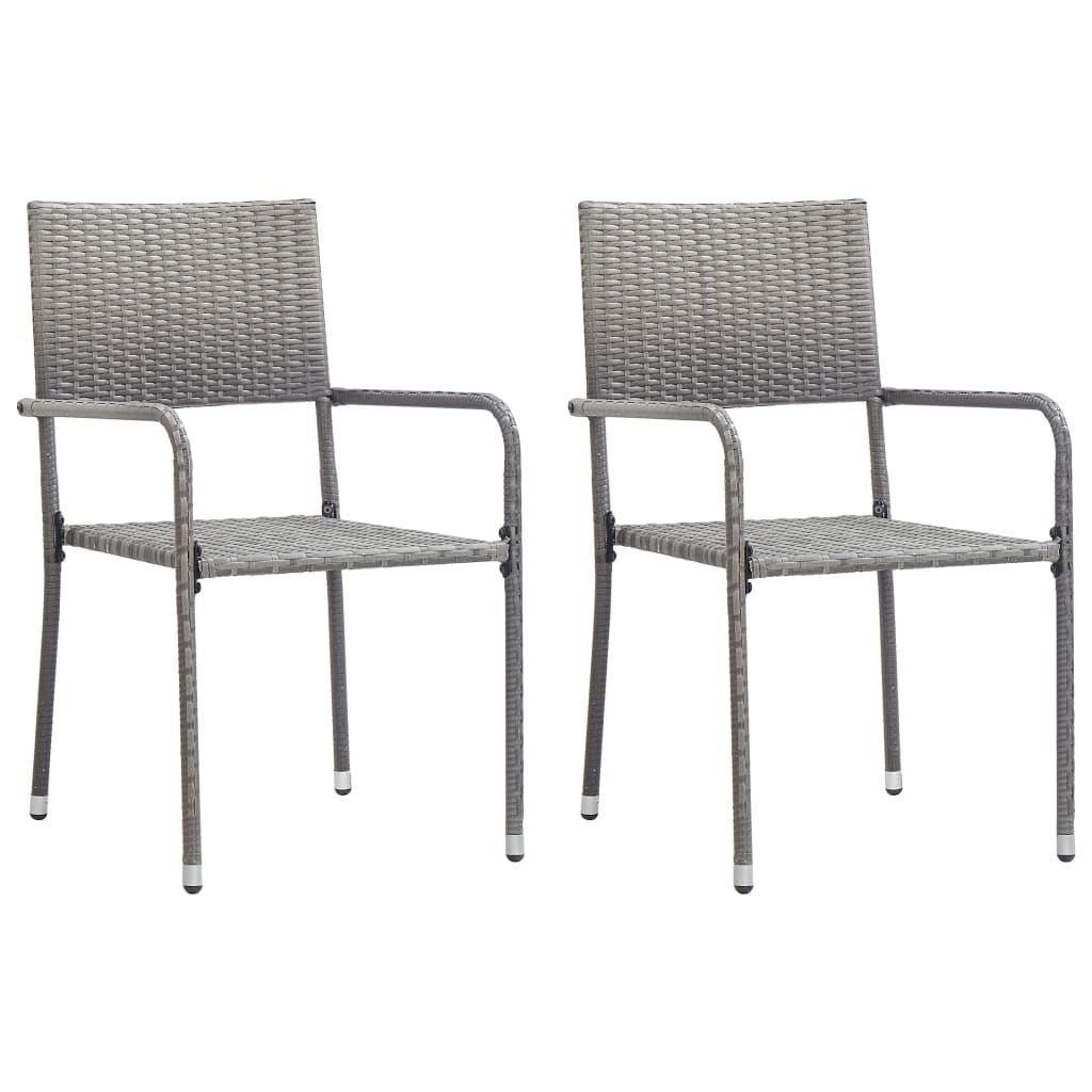 vidaXL Set mobilier de grădină, gri, 3 piese, antracit, poli ratan