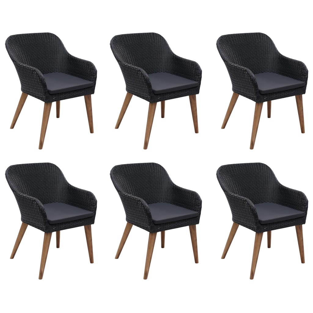 vidaXL Set mobilier de grădină, 7 piese, negru, poliratan