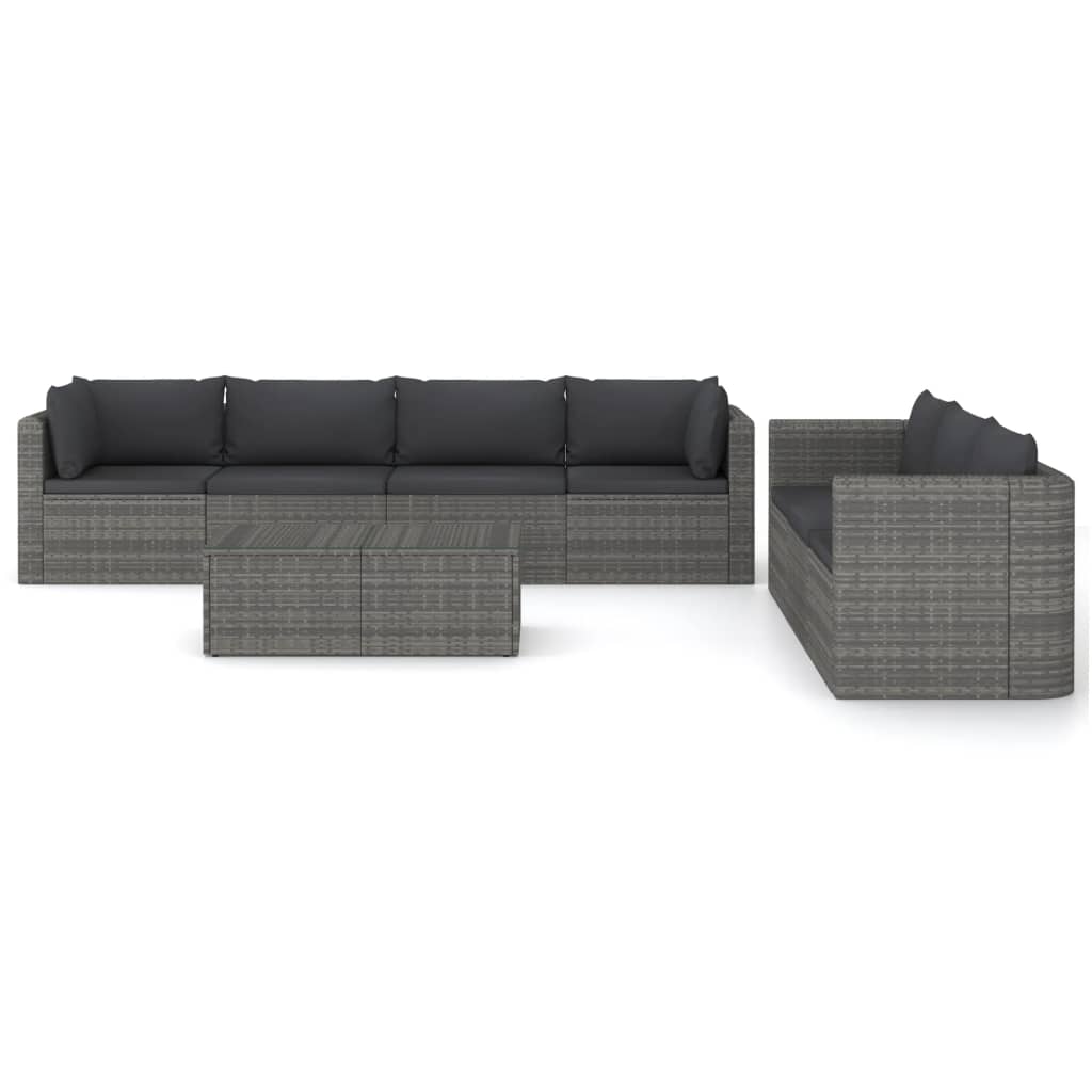 vidaXL Set mobilier de grădină cu perne, 8 piese, gri, poliratan vidaXL Set mobilier de grădină cu perne, 8 piese, gri, poliratan