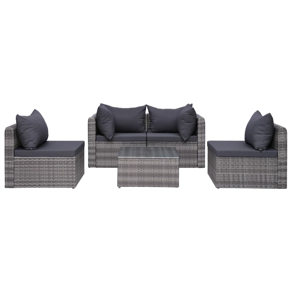 vidaXL Set mobilier de grădină cu perne, 8 piese, gri, poliratan vidaXL Set mobilier de grădină cu perne, 8 piese, gri, poliratan