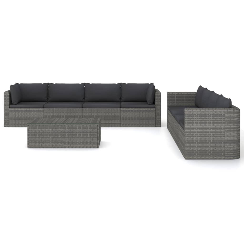 vidaXL Set mobilier de grădină cu perne, 9 piese, gri, poliratan vidaXL Set mobilier de grădină cu perne, 9 piese, gri, poliratan