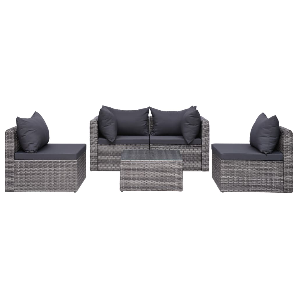 vidaXL Set mobilier de grădină cu perne, 9 piese, gri, poliratan vidaXL Set mobilier de grădină cu perne, 9 piese, gri, poliratan