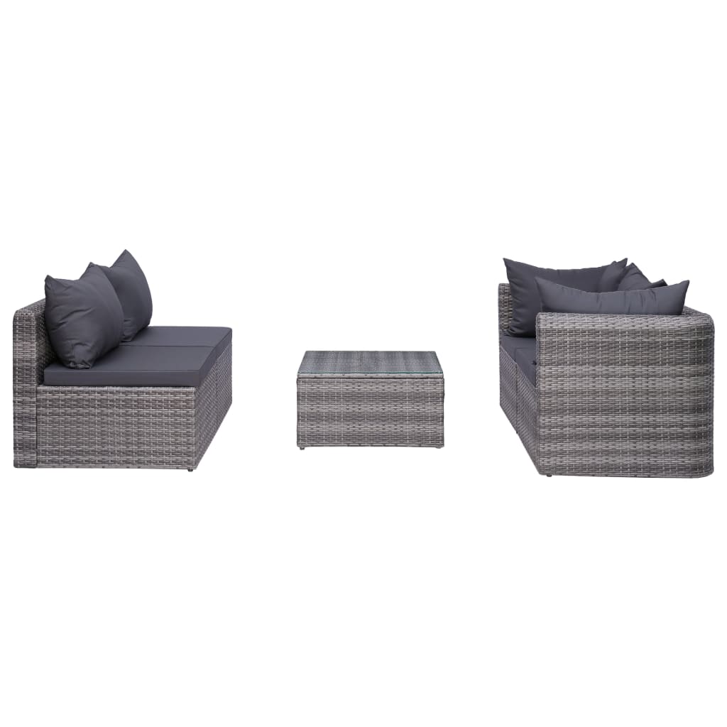 vidaXL Set mobilier de grădină cu perne, 9 piese, gri, poliratan vidaXL Set mobilier de grădină cu perne, 9 piese, gri, poliratan