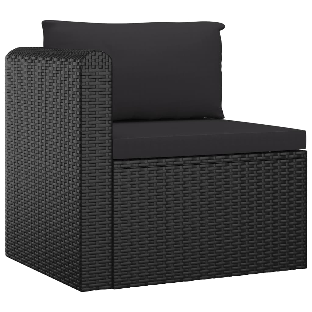 vidaXL Set mobilier de grădină cu perne, 9 piese, negru, poliratan