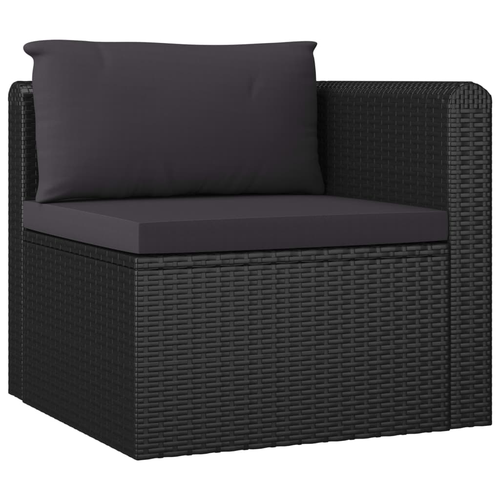 vidaXL Set mobilier de grădină cu perne, 9 piese, negru, poliratan