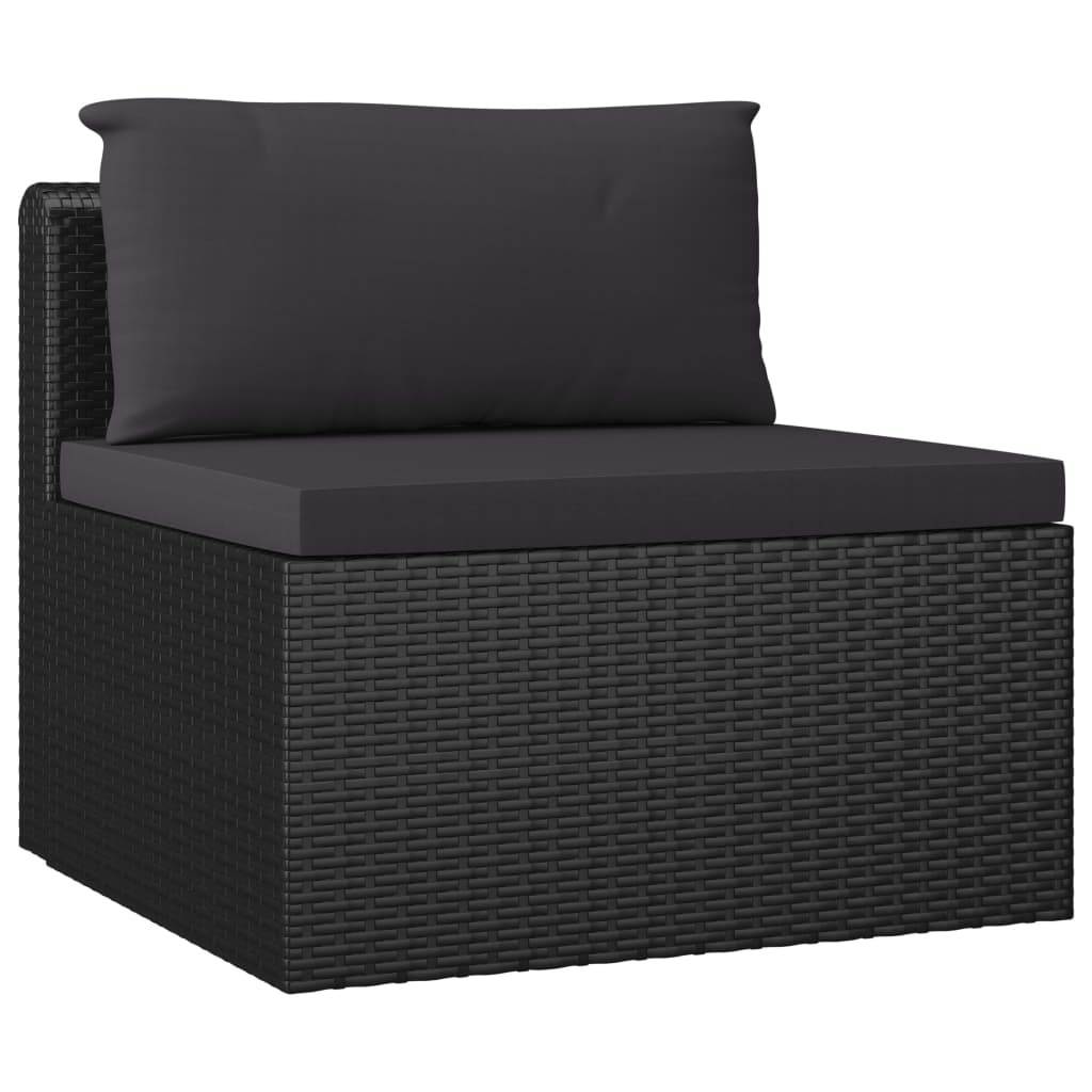 vidaXL Set mobilier de grădină cu perne, 9 piese, negru, poliratan