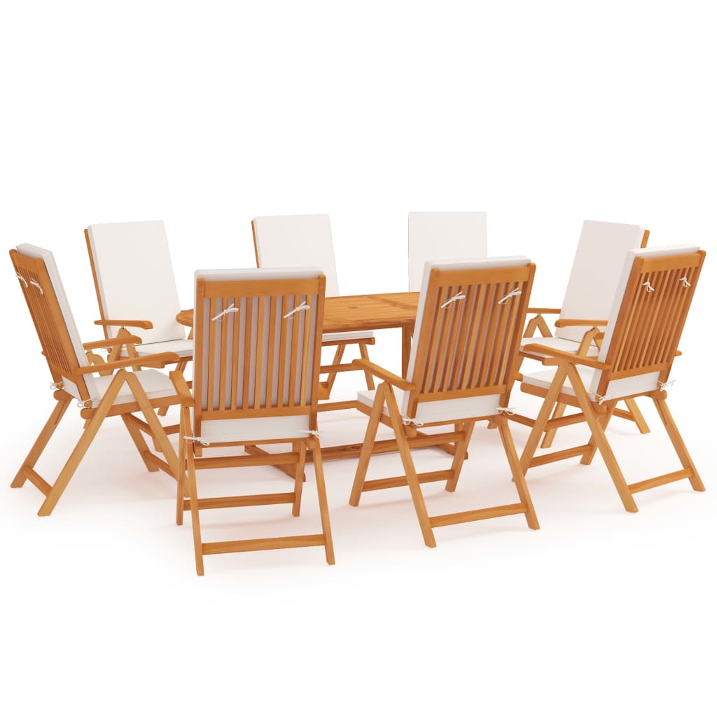 vidaXL Set mobilier de grădină cu perne, 9 piese, lemn masiv tec