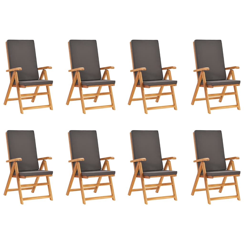 vidaXL Set mobilier de grădină cu perne, 9 piese, gri, lemn masiv tec vidaXL Set mobilier de grădină cu perne, 9 piese, gri, lemn masiv tec