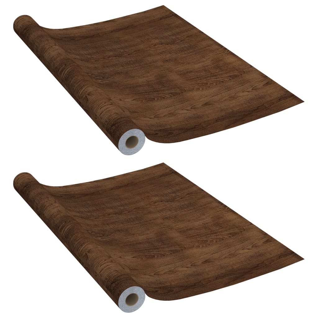 vidaXL Folii mobilier autoadezive, 2 buc. stejar închis, 500x90 cm PVC
