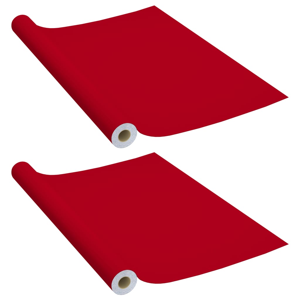 vidaXL Folii de mobilier autoadezive, 2 buc., roșu, 500 x 90 cm, PVC vidaXL Folii de mobilier autoadezive, 2 buc., roșu, 500 x 90 cm, PVC